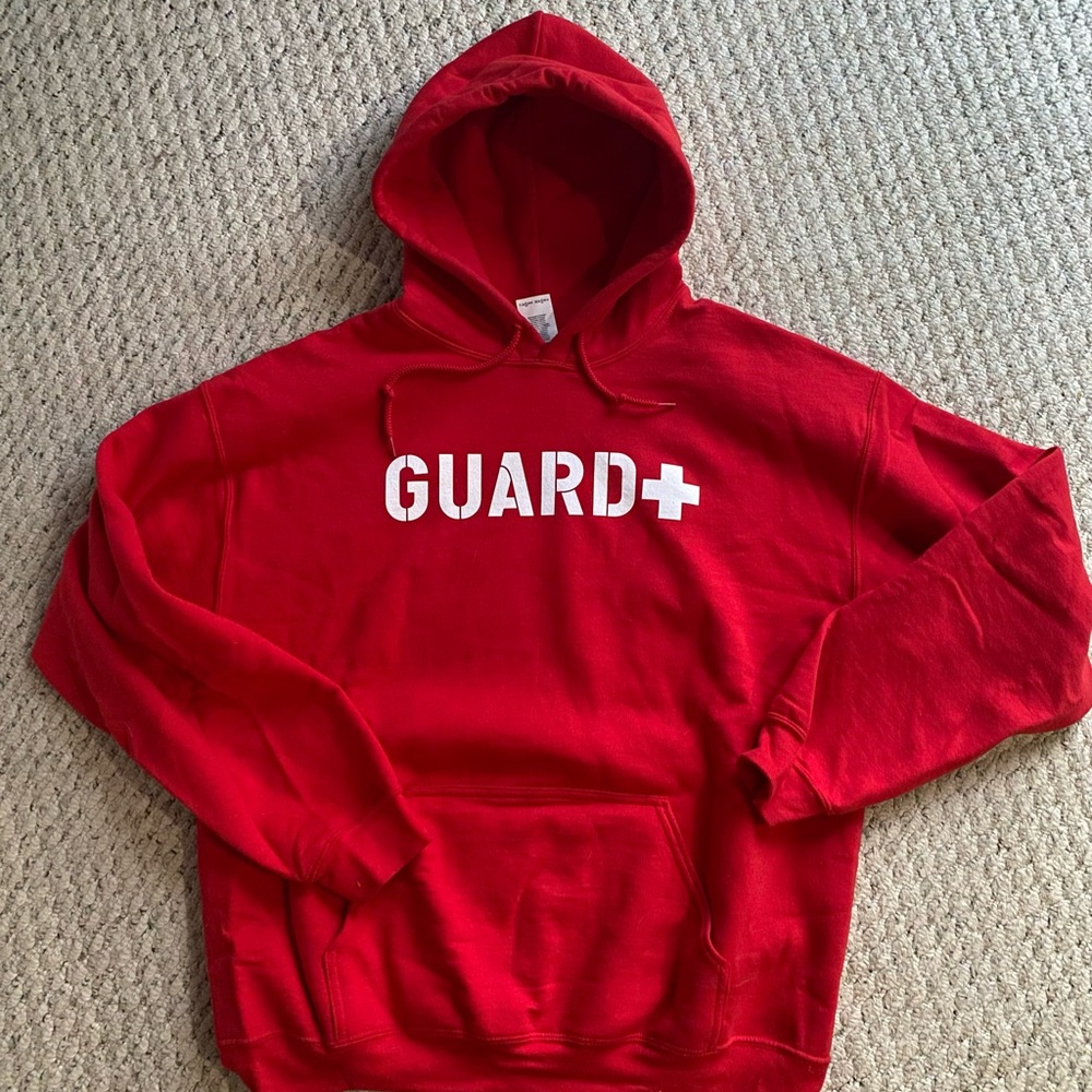 Gildan Red Hoodie with White Guard Print